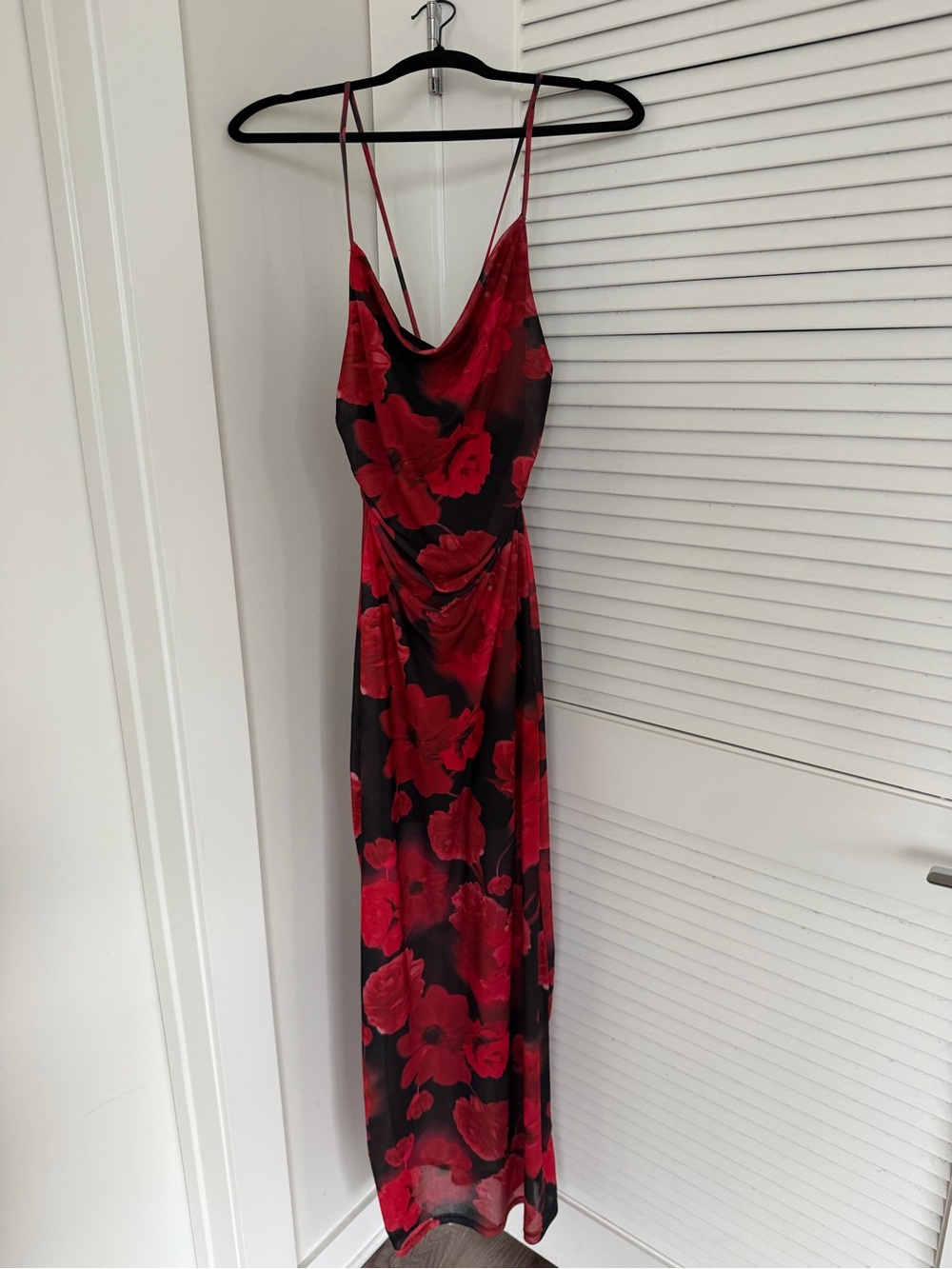 Persaya Red Floral Slip Maxi Dress